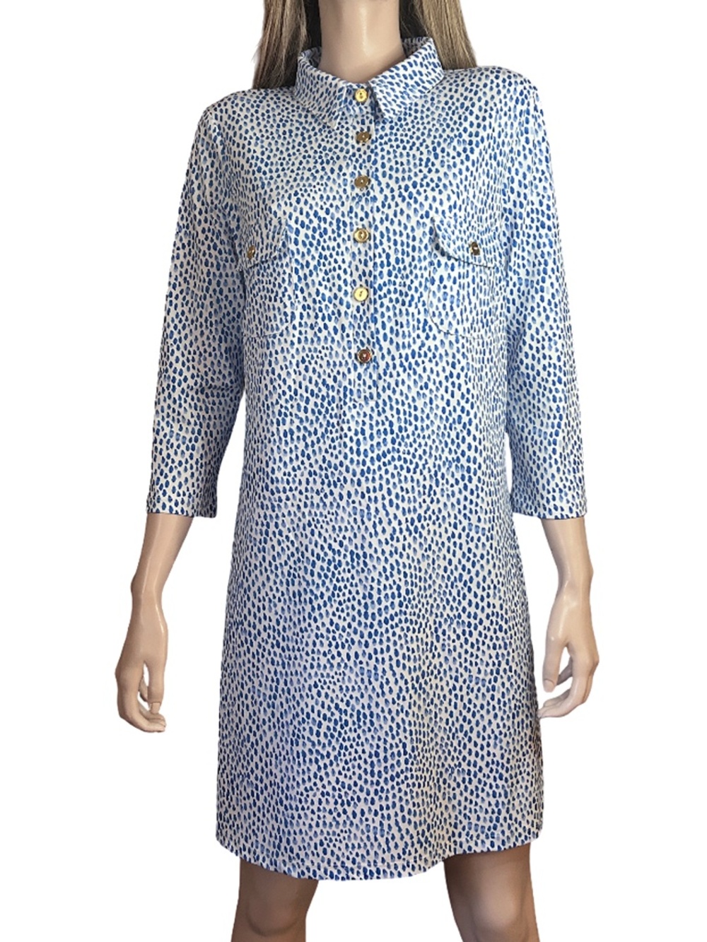 Melly M Jersey Knit Shift Shirt Dress Tunic Button Front Bracelet Sleeve NWOT